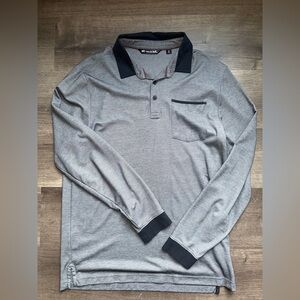 Travis Mathew Gray and Black Long Sleeve Polo